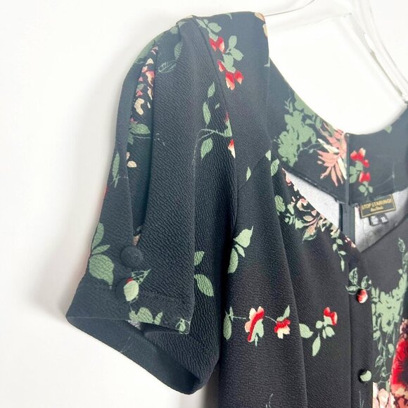 NWT Stop Staring Vital Bodycon Retro Midi Dress. Black/Red Poppy Print. Size XL - Picture 4 of 16